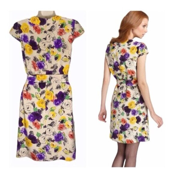 Kate Spade Elyse Dress S Small Short Sleeve Silk Belted Floral Career Church - Picture 1 of 14